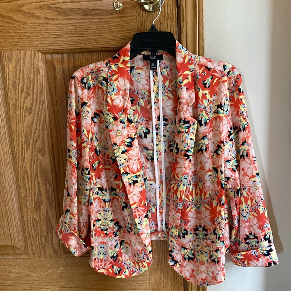 AGB Unstructured Orange Print XL Blazer